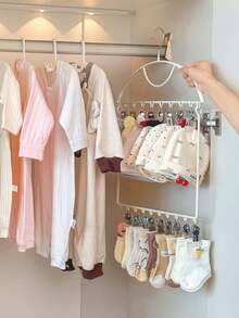 Multi-Clip Baby Drying Hanger Specially Designed For Newborn Accessories. Great For Hanging Socks, Bibs, Baby Hats And Small Infant Clothes While Air Drying. - A - View 9