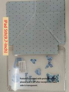 1Pc Blue Polka Dot Tablet Case, Y‑Fold Multi‑Angle Stand, Auto Sleep Wake, Compatible With 5th / Air 5th A16 - Multicolor - View 15