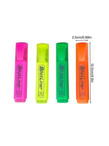 Mixed Color Neon Fluorescent Pen Set, Modern Aesthetics And Durable Plastic Rectangular Pen Holder, Chisel Tip, Transparent Storage Bag, Suitable For Note-Taking, Hand Account, Color Marking, Office Space Layout For Teenagers And Adults - Multiple Styles - View 4