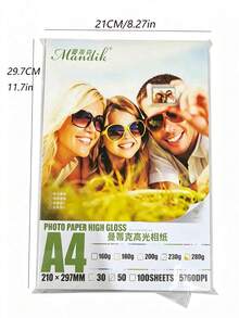 Tonpei A4 50sheets 180g 200g 230g High Glossy Photo Paper Single Side Coated Printing P-Back By Inkjet Printer - White - View 7