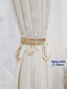 1PC Retro Vintage Star Moon Metal Curtain Tieback Hook Decorative Window Drape Holder For Living Room Bedroom Study Home Decor Accessories Gift Must Haves - one-size - View 1