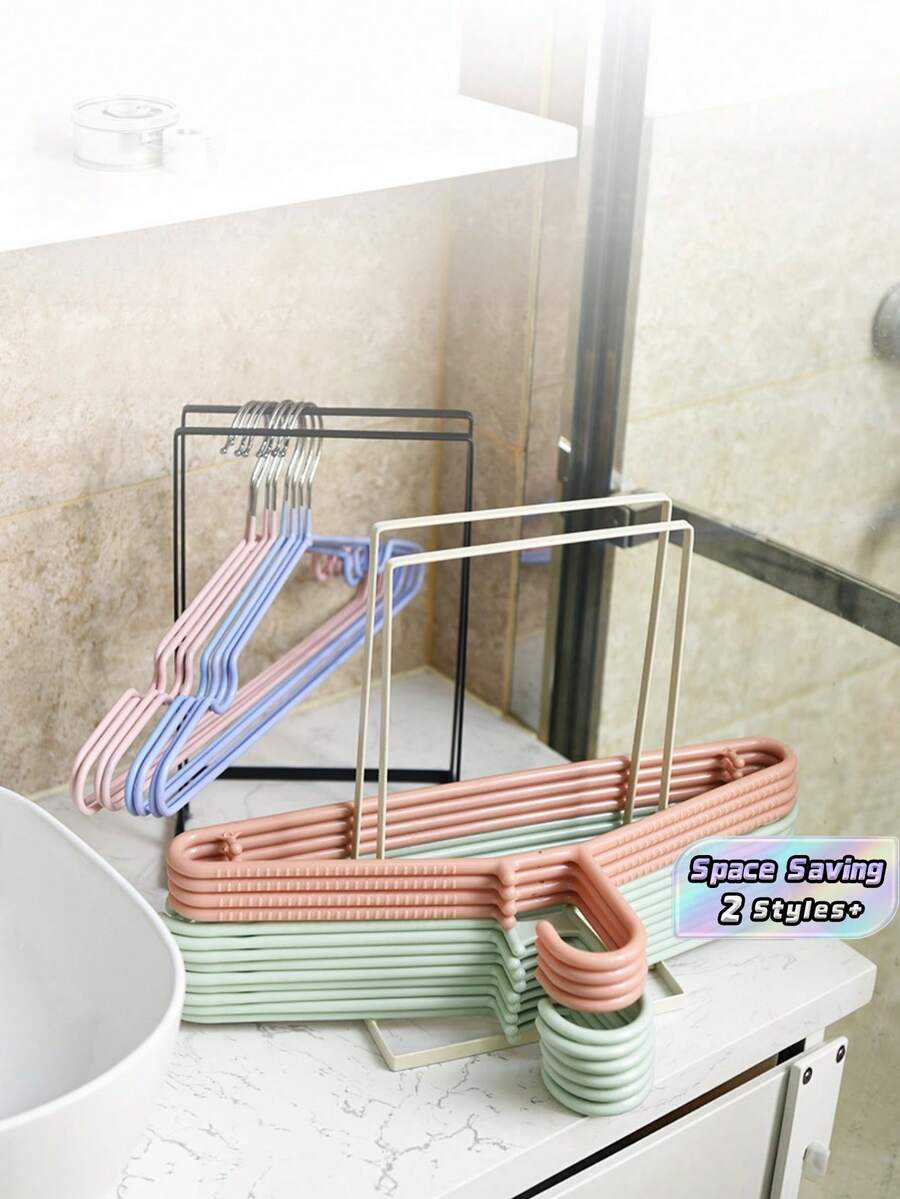 1PC Space Saving Large Capacity Stainless Steel Detachable Heavy Duty Metal Modern Vertical Stand Sturdy Easy Assembly Stackable Hanger Organizer Rack For Closet Laundry Room Bedroom Small Space Home Decor Storage Rack Organizer Shelf - Multicolor - View 1