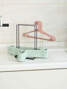 1PC Space Saving Large Capacity Stainless Steel Detachable Heavy Duty Metal Modern Vertical Stand Sturdy Easy Assembly Stackable Hanger Organizer Rack For Closet Laundry Room Bedroom Small Space Home Decor Storage Rack Organizer Shelf - Multicolor - View 4