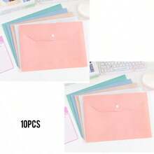 A4 Clear PP Plastic Document Folders With Snap Button, Waterproof File Storage Pouches, Macaron Color Envelope File Bags For Office School Document Organizer, Available In 5pcs/10pcs/30pcs - Gradient Macaron Colors (Upgraded and Thickened) - View 13