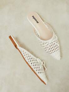 Styleloop Ladies Pointed Real Woven Splicing Daily Travel Casual Versatile Fashion Sandals Flat Summer Shoes Fall Shoes - Beige 2 - View 5