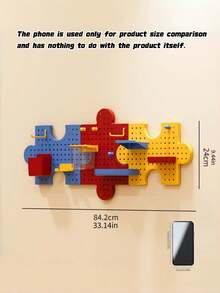 Interlocking Puzzle Pegboard Wall Organizer, No Drill Wall Mount Peg Board Storage Rack, Creative Modular Display Shelf, Hanging Hole Board Organizer For Kids Study Desk Bedroom Office Decor - View 3