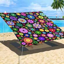 1Pc Bohemian Floral Sun Shade Sail, Breathable Polyester UV Block Outdoor Shade Canopy, Colorful Flower Geometric Pattern Sunshade For Patio, Garden, Beach, Camping - LZY-014 - View 13