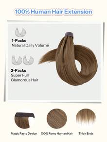 Ponytails Extensions Human Hair Chestnut Brown Remy Hair Extensions Invisible Wrap Around Ponytail Real Human Hair For Women Daily Work - S6 - View 4