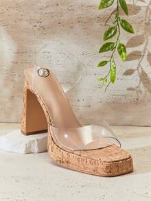 SHUZIA Women's Minimalist Clear Ankle Strap Platform Sandals Summer Shoes - Clear - View 6