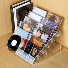 1pc Transparent CD/DVD Storage Rack, Multi-Layer CD/DVD Display Shelf, Media Storage Organizer, Desktop Decor - Multicolor - View 2