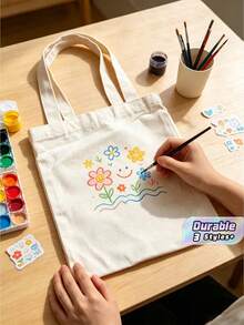 10 Piece Set With Multiple Sizes To Choose From, Large Capacity Beige Canvas Painting Bag, Tote Bag, Storage Bag, Shopping Bag - Handbag - View 1