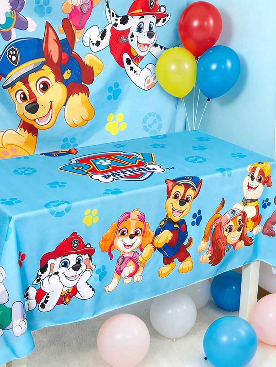 SHEIN | PAW Patrol 1Pc Dog Cartoon Printed Birthday Party, Festive Tablecloth, Thickened Material, Can Be Washed, Various Sizes Can Be Selected - Blue - View 1