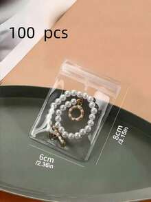 60/100Pcs 3 Sizes Thickened Transparent PVC Jewelry Bags, Plastic Transparent Jewelry Bags, Ring Earring Packaging Storage Bags, Anti-Oxidation Zipper Bags, Gift For Women Wives, Jewelry Storage Bags - White - View 9