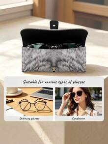 1PC PU Leather Glasses Case Metal Snap Button Portable Fashion Glasses Pouch Anti Scratch Eye Protection Wolf Head Animal Print Faux Fur Pattern Travel Storage Bag For Outdoor Driving Cycling Gift Hiking Camping Festival Season - Multicolor - View 3