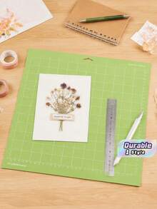 1 buah Alas Potong Standar Hijau dengan Garis Kisi, Penanda Ukuran, Anti Selip, Perekat, Alas Potong Kerajinan untuk DIY, Scrapbooking, Kerajinan Kertas, Proyek Seni Buatan Tangan, Perlengkapan Kantor - Hijau - View 1