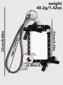ROMWE Kawaii 1個復古經典高級黑色手工串珠蝴蝶結滿鑽腕帶按鈕筆記星印花卡套 DIY 鑰匙圈包包吊飾，節日禮物 - 黑色-30 - 查看 11