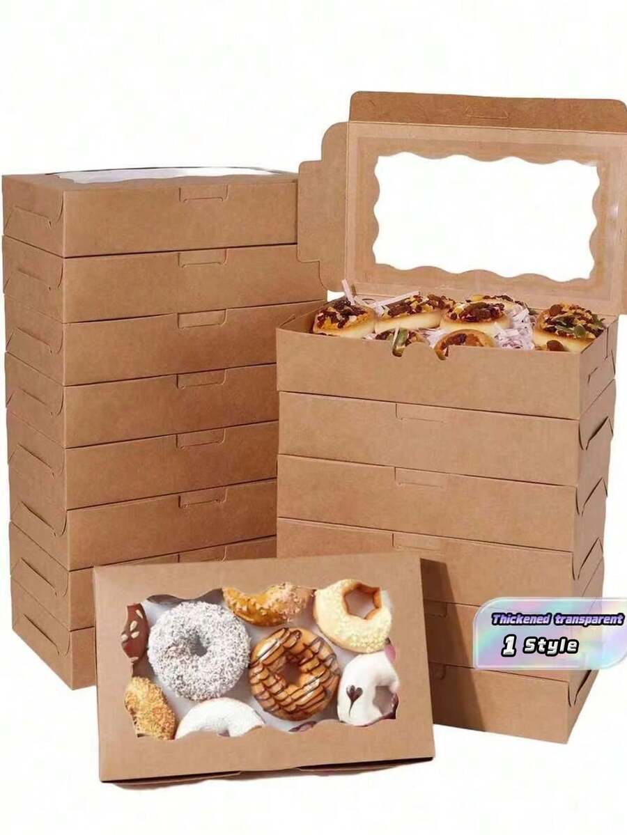20 Kotak Hadiah Kue, Kotak Snack Roti Cokelat, Kotak Hadiah Premium untuk Mengemas Makanan Penutup, Donat, Pai, Permen, Kue, Muffin, dan Makaron - Coklat - View 1