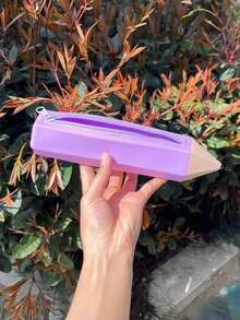 1 PC Multifunctional Durable Zipper Closure Pencil Shaped Pencil Case Pen Holder Organizer For School Office Home Travel Gift Back To School Students Teachers Essential Supplies - multicolor - View 10