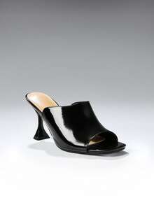 SHUZIA Ladies Elegant Stiletto Heel Slip-On Sandals - Black - View 5
