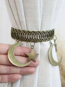 1PC Retro Vintage Star Moon Metal Curtain Tieback Hook Decorative Window Drape Holder For Living Room Bedroom Study Home Decor Accessories Gift Must Haves - one-size - View 4