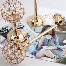 創意水晶球形燭台裝飾品，適用派對、婚禮、居家使用及燭光晚餐裝飾 - 三件套 - 查看 1