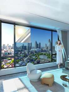 Self Adhesive One-Way Mirror Window Film, Window Film, Daytime Privacy, Anti Thermal Resistance, UV Shading, Suitable For Home And Office Glass Doors, Detachable - 1PC - View 9