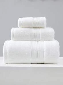 Cirelle 1pc Bright Satin Border Pure Combed Cotton Towel, Soft Highly Absorbent Decorative Bathroom Towel For Bathroom Spa - White - View 3