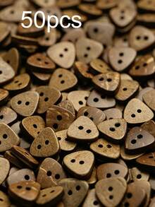 Botones triangulares de 2 orificios de cáscara de coco natural, botones de coco irregulares de dos tonos para ropa, costura, accesorios de manualidades DIY - Multicolor - Ver 10