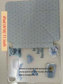 1Pc Blue Polka Dot Tablet Case, Y‑Fold Multi‑Angle Stand, Auto Sleep Wake, Compatible With 5th / Air 5th A16 - Multicolor - View 14