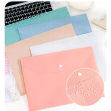 A4 Clear PP Plastic Document Folders With Snap Button, Waterproof File Storage Pouches, Macaron Color Envelope File Bags For Office School Document Organizer, Available In 5pcs/10pcs/30pcs - Gradient Macaron Colors (Upgraded and Thickened) - View 12