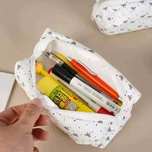 1pc Cute Large Capacity Cosmetic & Stationery Storage Bag, Bow Decor Pencil Case Back To School,Pencil Pouch,School Bag - Single Piece - View 2