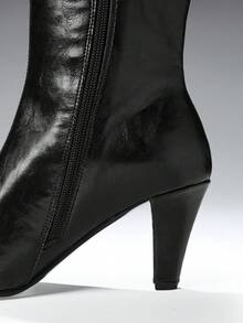 SHEIN SHUZIA Women's Elegant Sexy Point Toe High Heel Zip-On Ankle Boots - Black - View 8