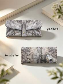 1PC PU Leather Glasses Case Metal Snap Button Portable Fashion Glasses Pouch Anti Scratch Eye Protection Wolf Head Animal Print Faux Fur Pattern Travel Storage Bag For Outdoor Driving Cycling Gift Hiking Camping Festival Season - Multicolor - View 7