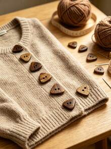 Botones triangulares de 2 orificios de cáscara de coco natural, botones de coco irregulares de dos tonos para ropa, costura, accesorios de manualidades DIY - Multicolor - Ver 4