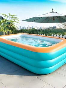 2PCS Large Family Inflatable Swimming Pool For Outdoor Garden Backyard Summer Water Fun With Thick Durable PVC Material Quick Inflation Easy Drainage Portable For Party Gathering Pool Party Vacation Resort Family Activity Hot Season Must Have - Inflatable Swimming Pool - View 2