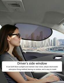 2Pcs Electrostatic Adsorption Car Sunshade Curtains, Light Blocking UV Protection Car Window Sun Shades, Clear Vision Won't Disturb Driving, Universal Fit For Windshield Side Window Sunroof Rear Window, Multi-Purpose Easy Install Auto Sun Protection - A - View 5