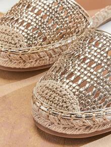 Solezae Damen Mode Lässig Bequeme Runde Zehenspitze Espadrilles - Gold - Übersicht 6