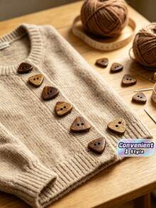 Botones triangulares de 2 orificios de cáscara de coco natural, botones de coco irregulares de dos tonos para ropa, costura, accesorios de manualidades DIY - Multicolor - Ver 1