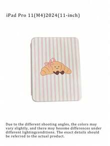 Casing Tablet Motif Garis-Garis Merah Muda Croissant yang Lucu dengan Slot Pena, Penutup Penyangga Magnetik Multi-Sudut dengan Fungsi Tidur/Bangun Otomatis - MultiWarna - View 18