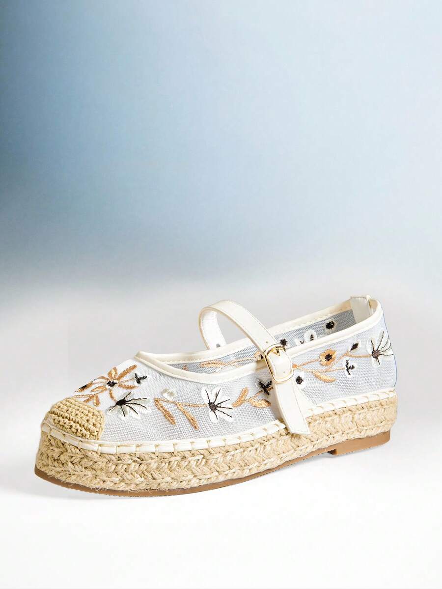 Solezae Women's Floral Embroidered Bohemian Style Vacation Shoes - White - View 1