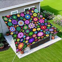 1Pc Bohemian Floral Sun Shade Sail, Breathable Polyester UV Block Outdoor Shade Canopy, Colorful Flower Geometric Pattern Sunshade For Patio, Garden, Beach, Camping - LZY-014 - View 5