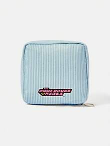 THE POWERPUFF GIRLS X SHEIN 拼接卡通角色與字母印花拉鍊化妝包，便攜旅行化妝收納袋，日常盥洗用品收納袋 - 卡通人物 - 查看 4