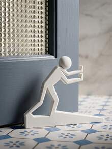 Joivida Door Buddy Human-Shaped Door Stopper Made Via 3D Printing. Designed As A Pushing Figure Silhouette, Offered In Assorted Soft Solid Hues. It Holds Doors Open Steadily, Acting As A Fun Daily Functional Ornament And Personalized Gift Option. - multicolor - View 5