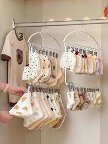Multi-Clip Baby Drying Hanger Specially Designed For Newborn Accessories. Great For Hanging Socks, Bibs, Baby Hats And Small Infant Clothes While Air Drying. - A - View 8