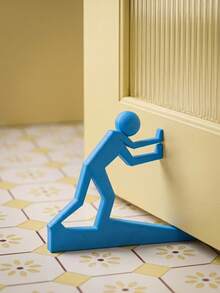 Joivida Door Buddy Human-Shaped Door Stopper Made Via 3D Printing. Designed As A Pushing Figure Silhouette, Offered In Assorted Soft Solid Hues. It Holds Doors Open Steadily, Acting As A Fun Daily Functional Ornament And Personalized Gift Option. - multicolor - View 2
