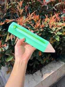 1 PC Multifunctional Durable Zipper Closure Pencil Shaped Pencil Case Pen Holder Organizer For School Office Home Travel Gift Back To School Students Teachers Essential Supplies - multicolor - View 11