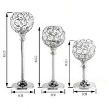 創意水晶球形燭台裝飾品，適用派對、婚禮、居家使用及燭光晚餐裝飾 - 三件套 - 查看 4