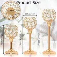 創意水晶球形燭台裝飾品，適用派對、婚禮、居家使用及燭光晚餐裝飾 - 三件套 - 查看 3