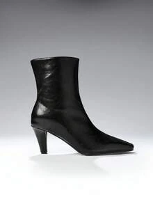 SHEIN SHUZIA Women's Elegant Sexy Point Toe High Heel Zip-On Ankle Boots - Black - View 3