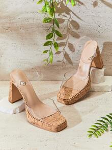 SHUZIA Women's Minimalist Clear Ankle Strap Platform Sandals Summer Shoes - Clear - View 5